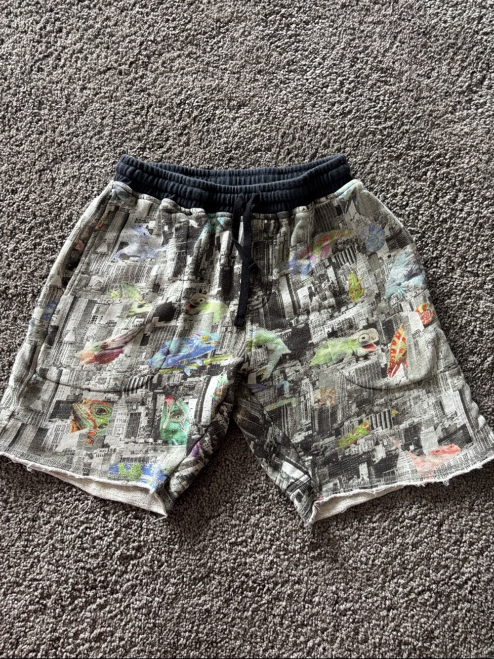 Kids Gray Graphic Drawstring Shorts